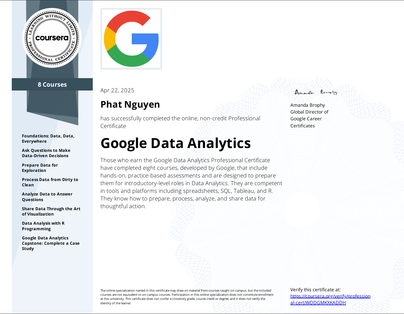Coursera: Google Data Analytics