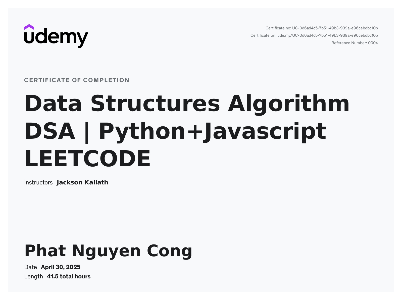 Udemy: Data Structures Algorithm DSA | Python+Javascript LEETCODE