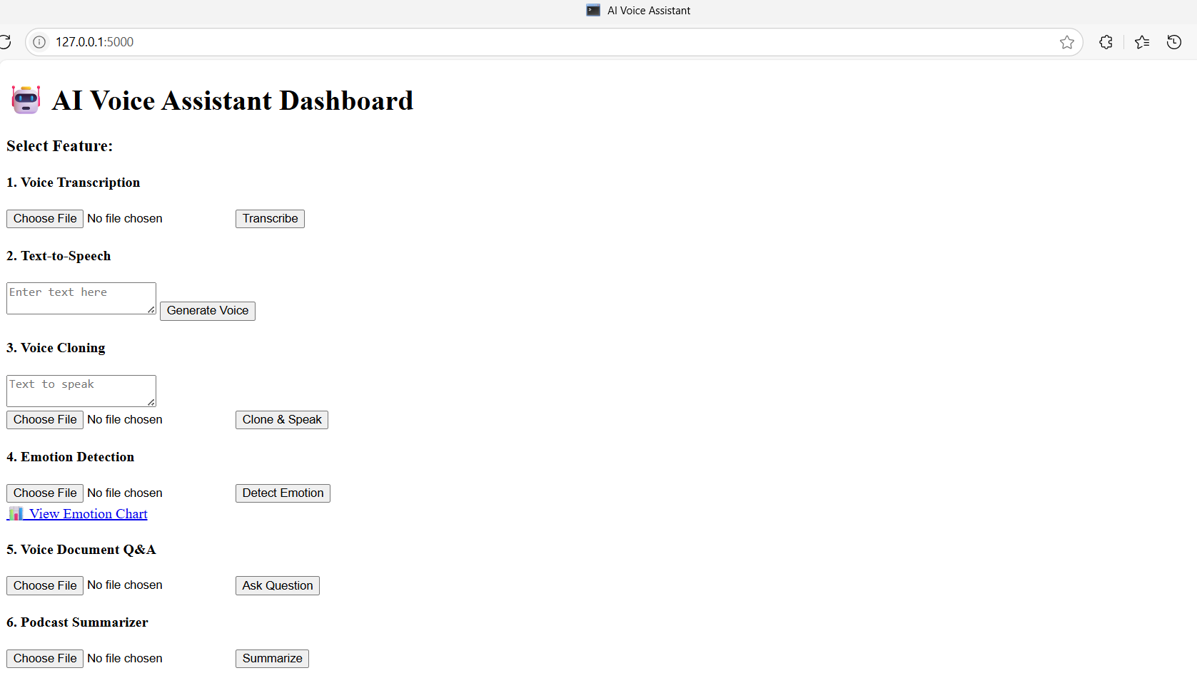 AI-powered Voice Assistant Suite (6-in-1 Web App)